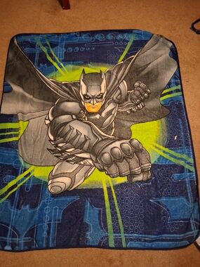 Batman Blue, Gray, Black and Green Kids Throw Blanket